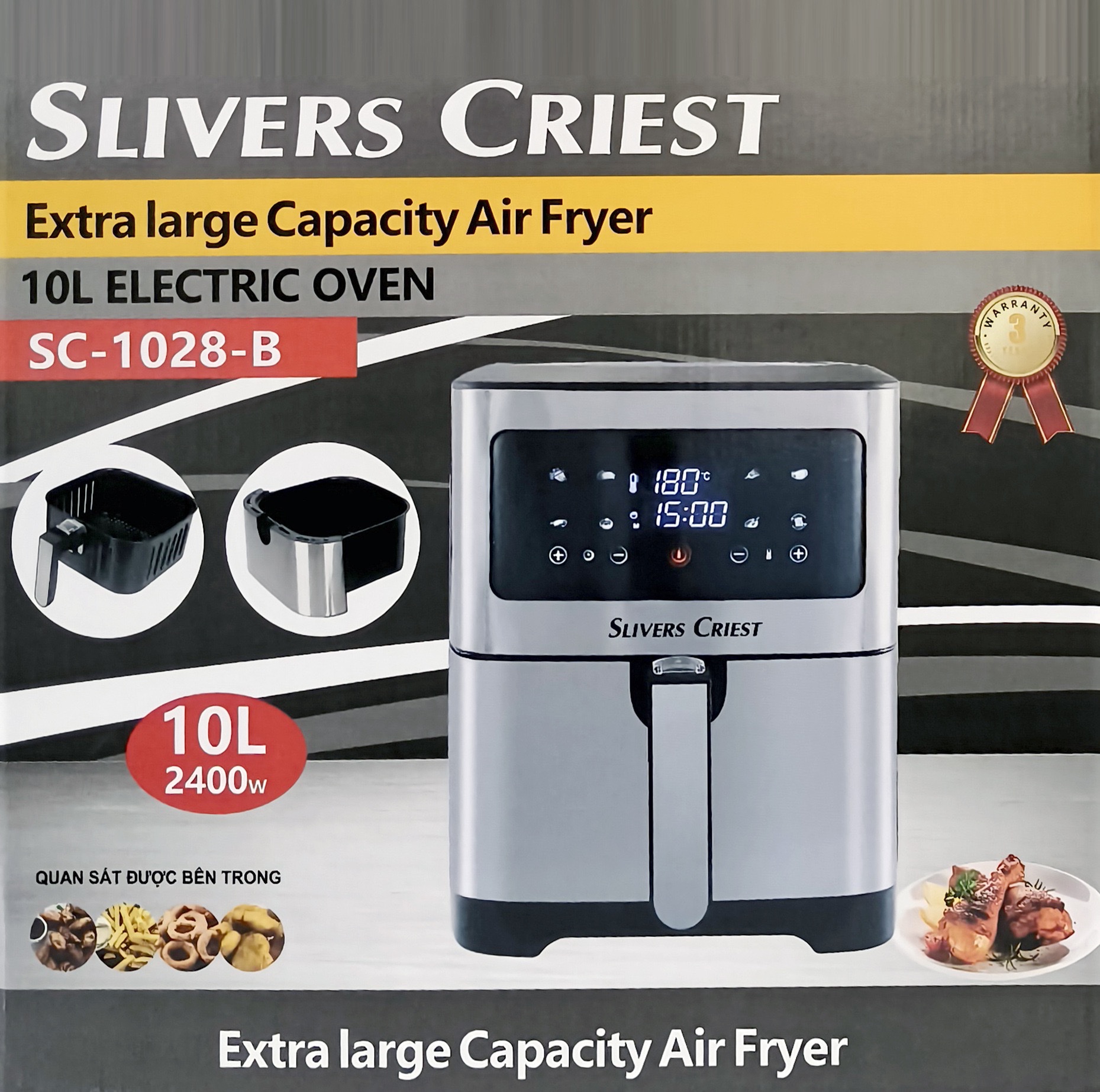 10LAirfryer export 10-liter air fryer, large-capacity, full touch screen, timed and visible, high-power oven detail image 6