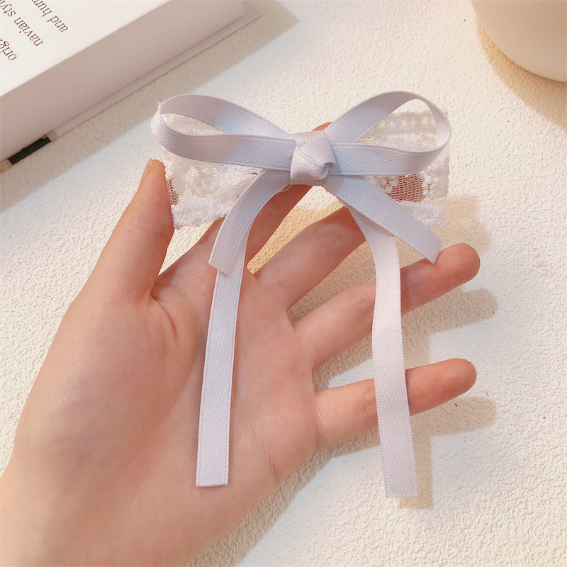 Alice Girl Ribbon Bow lace hairpin, side bangs at the back of the female head, hairpin, hair accessory, headwear, new Application Scenario