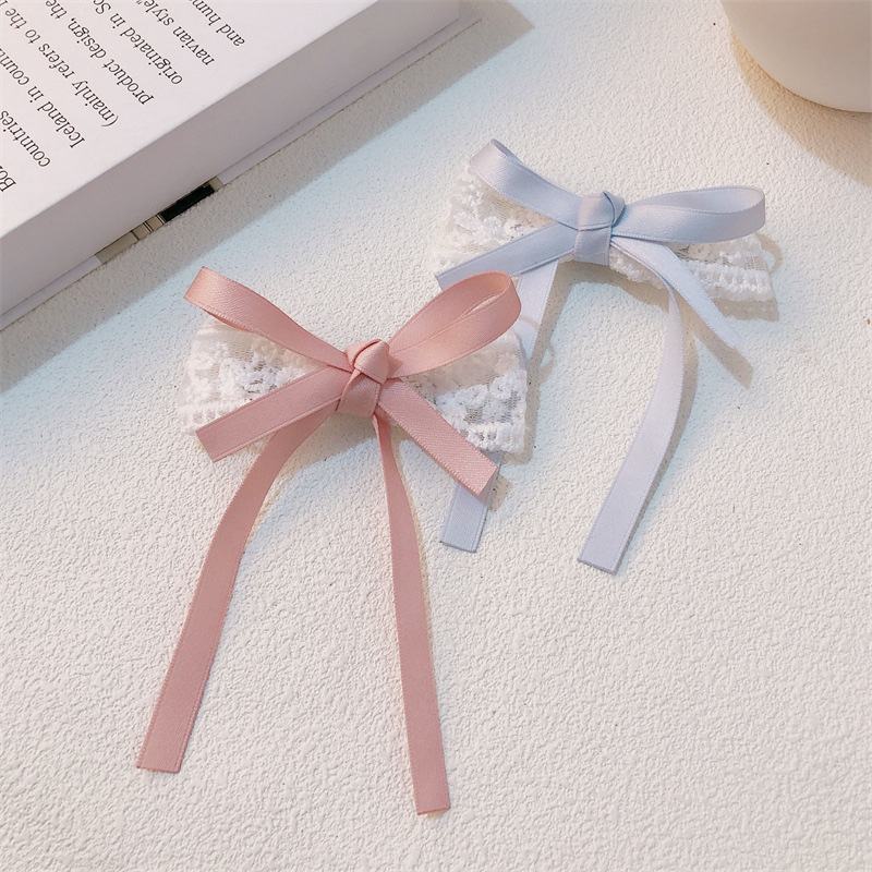 Alice Girl Ribbon Bow lace hairpin, side bangs at the back of the female head, hairpin, hair accessory, headwear, new