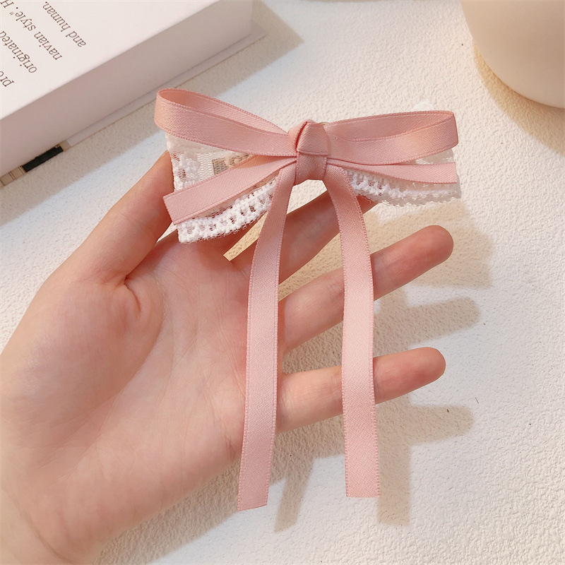 Alice Girl Ribbon Bow lace hairpin, side bangs at the back of the female head, hairpin, hair accessory, headwear, new Item Picture
