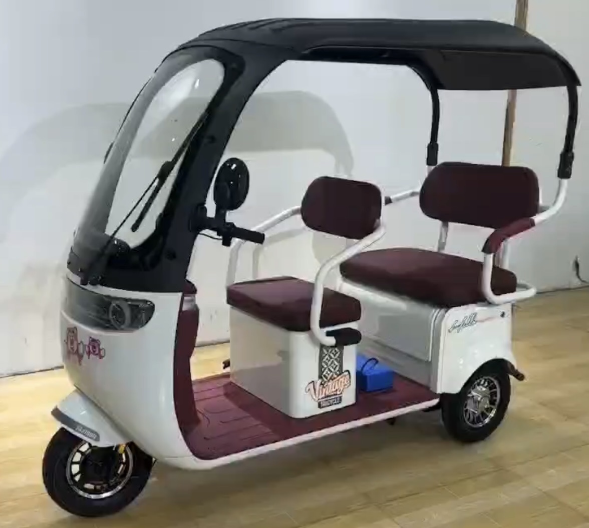 The new type of electric tricycle with a canopy for picking up and dropping off children, electric bikes for men, women and the elderly, and a dual-purpose passenger and cargo transportation vehicle Application Scenario