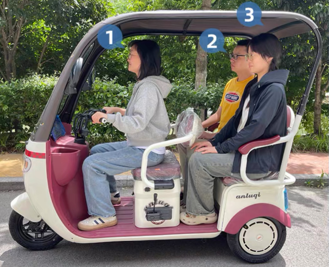 The new type of electric tricycle with a canopy for picking up and dropping off children, electric bikes for men, women and the elderly, and a dual-purpose passenger and cargo transportation vehicle