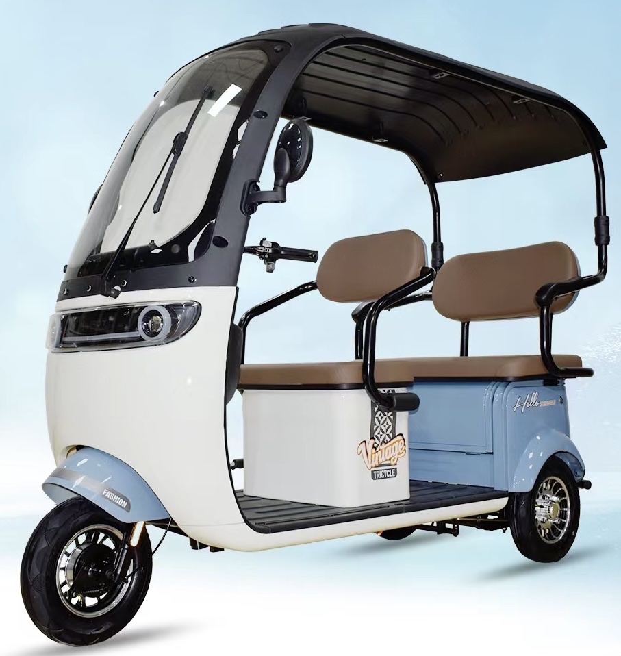 The new type of electric tricycle with a canopy for picking up and dropping off children, electric bikes for men, women and the elderly, and a dual-purpose passenger and cargo transportation vehicle Item Picture