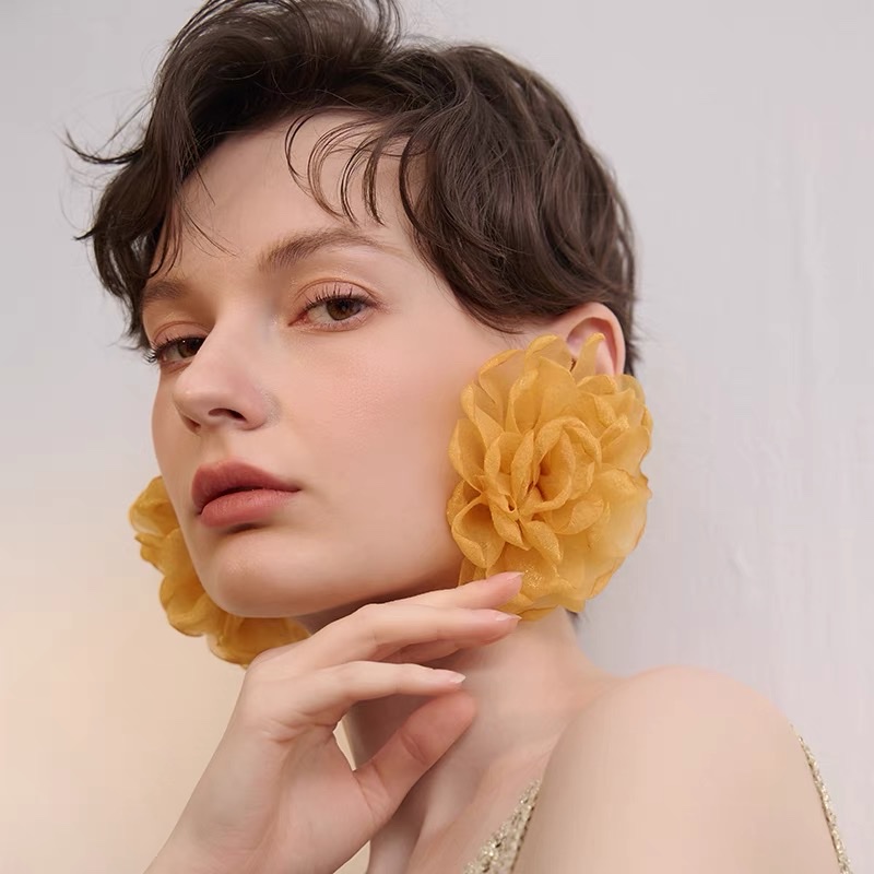 浪漫花期森系清新花朵纱布少女心夸张耳环夸张新娘名媛度假耳饰夏耳饰耳饰耳饰耳饰耳饰详情图2