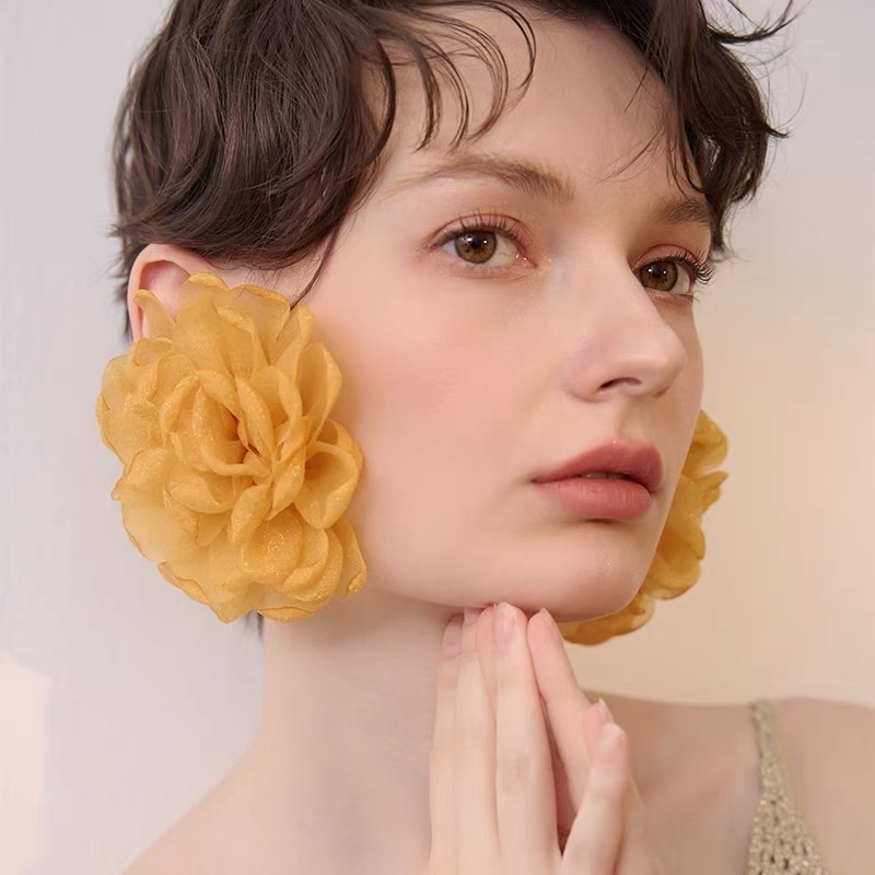 浪漫花期森系清新花朵纱布少女心夸张耳环夸张新娘名媛度假耳饰夏耳饰耳饰耳饰耳饰耳饰详情图3