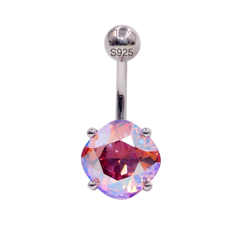 S925银脐钉奥地利进口炫彩钻防过敏脐环欧美肚脐钉女肚皮舞新款潮产品图