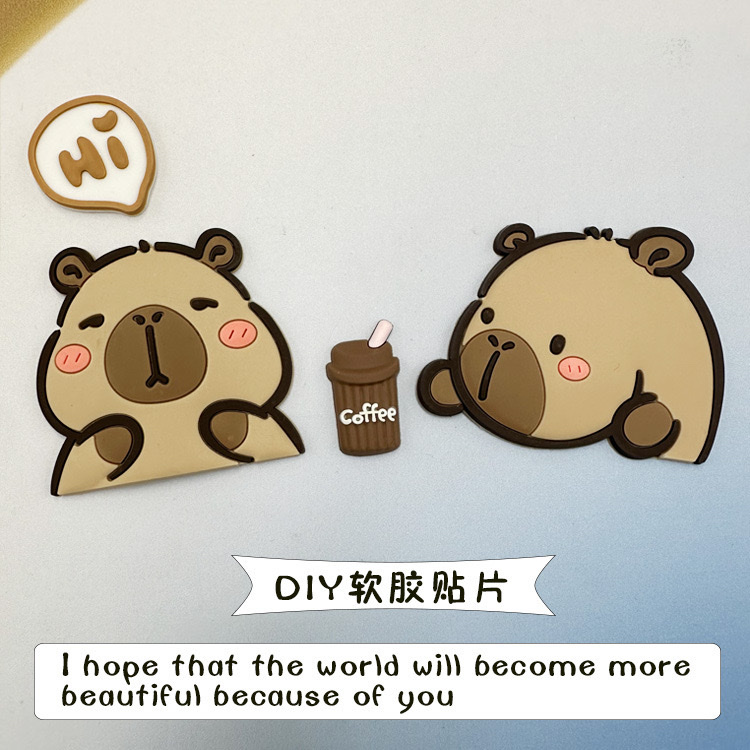 Capybara Capybara PVC soft rubber decorative diy accessories, phone case, ipad hole, slipper buckle, cup sticker Application Scenario