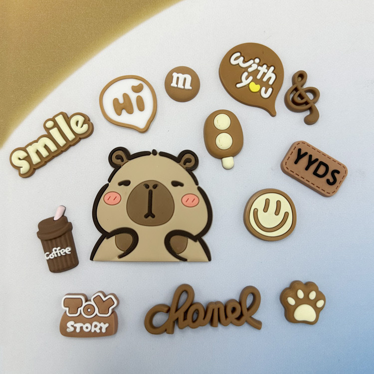 Capybara Capybara PVC soft rubber decorative diy accessories, phone case, ipad hole, slipper buckle, cup sticker