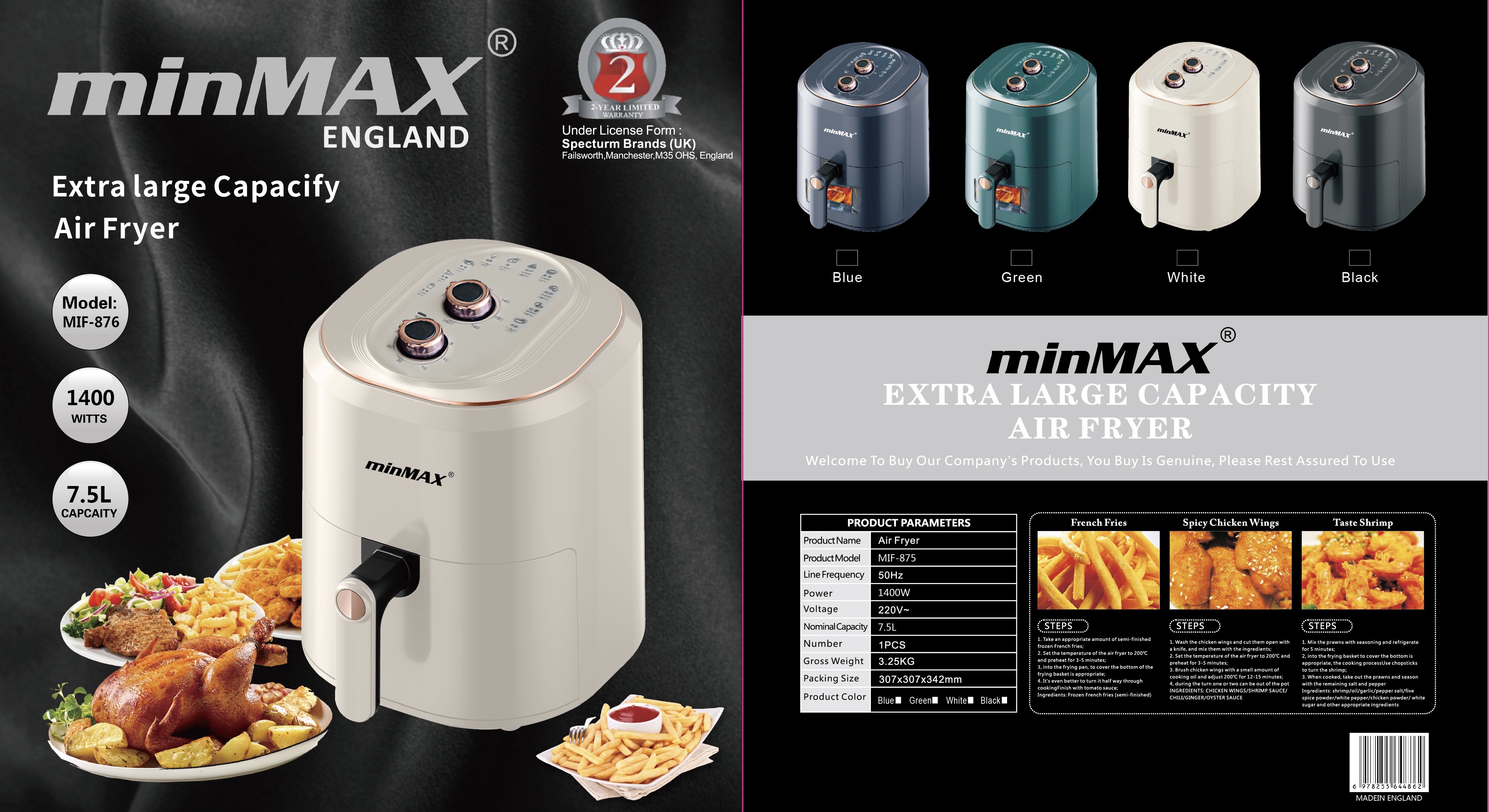 minMAX875/876 7.5L capacity air fryer export product Air Fryer Airfryer export electrical appliance New choice for healthy cooking detail image 9