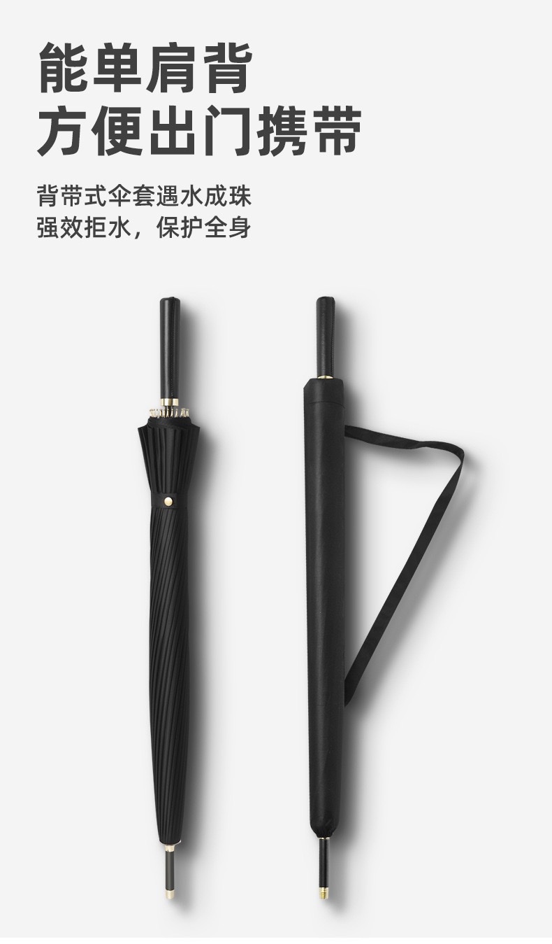24骨自动伞超大防水套直杆晴雨伞长柄高尔夫伞广告礼品伞印刷logo详情图12