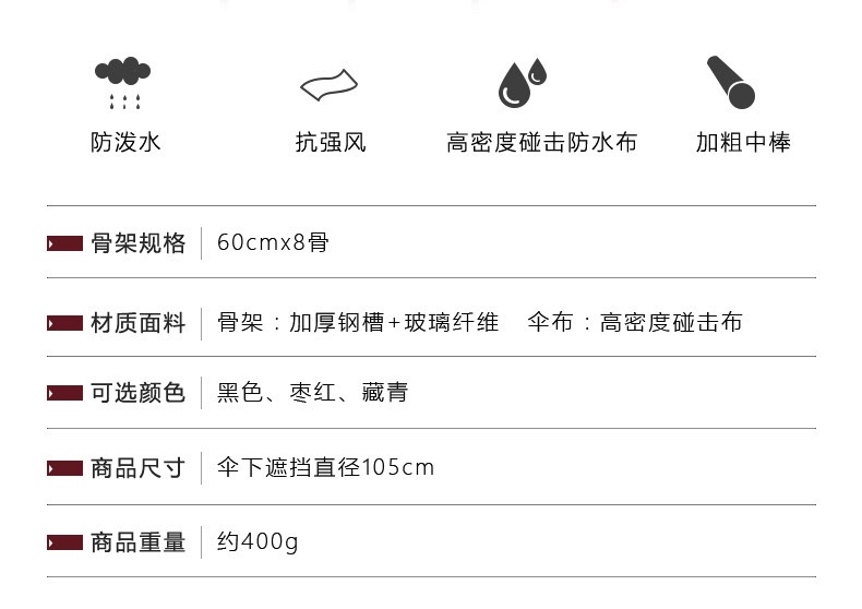 23寸木中棒木弯柄木伞珠雨伞可定logo制直杆伞广告礼品长柄雨伞定制详情图9