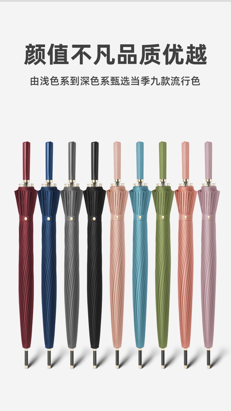 24骨自动伞超大防水套直杆晴雨伞长柄高尔夫伞广告礼品伞印刷logo详情图3