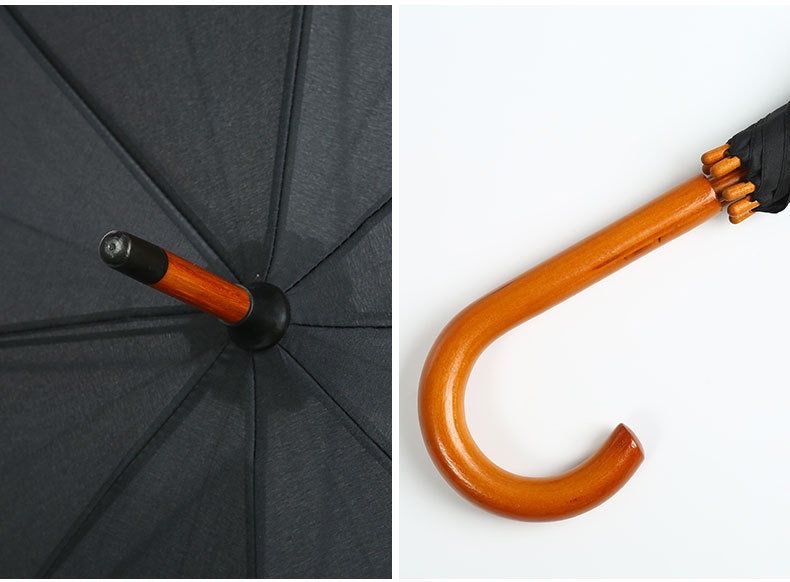 23寸木中棒木弯柄木伞珠雨伞可定logo制直杆伞广告礼品长柄雨伞定制详情图5