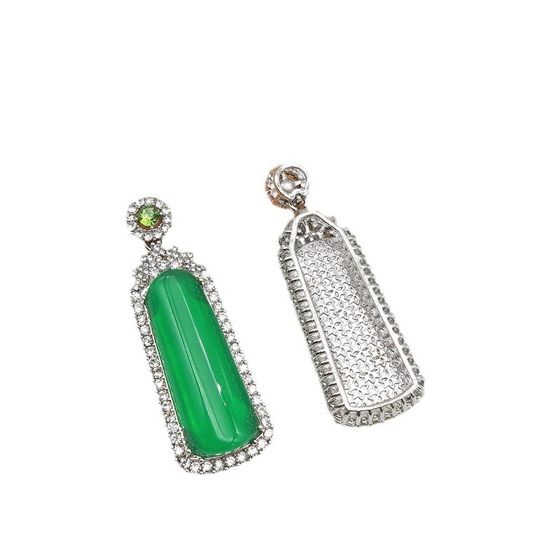 仿翡翠绿点钻项链高冰绿吊坠葫芦平安扣项链不锈钢套链久不掉色 项链产品图