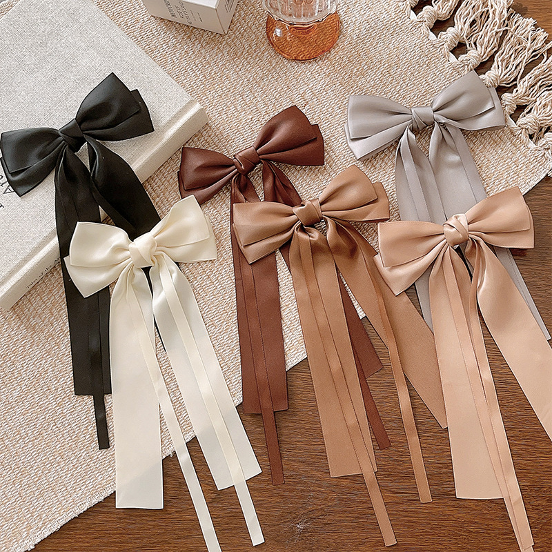New ballet style bow ribbon hair clip, sweet student bun top clip, high-end long hair ponytail clip