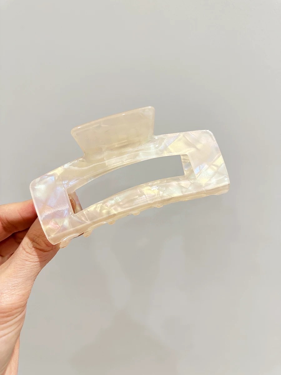 醋酸抓夹后脑勺发夹法式复古人鱼姬色白色发抓头饰发卡鲨鱼夹大号头饰发饰发夹创意饰品详情图3