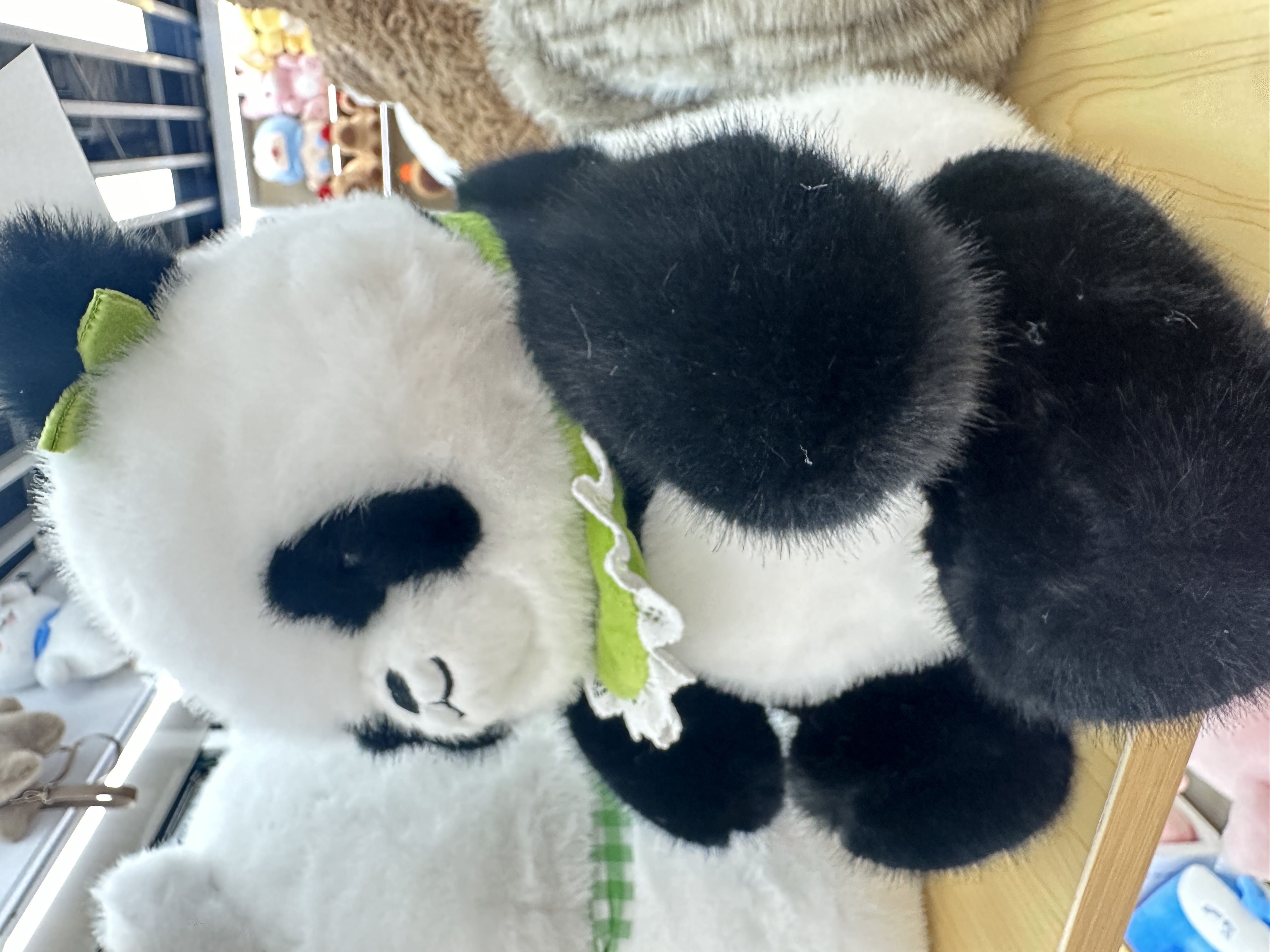 仿真黑白熊猫公仔竹子小熊猫安抚抱枕毛绒玩具围兜小熊详情图2