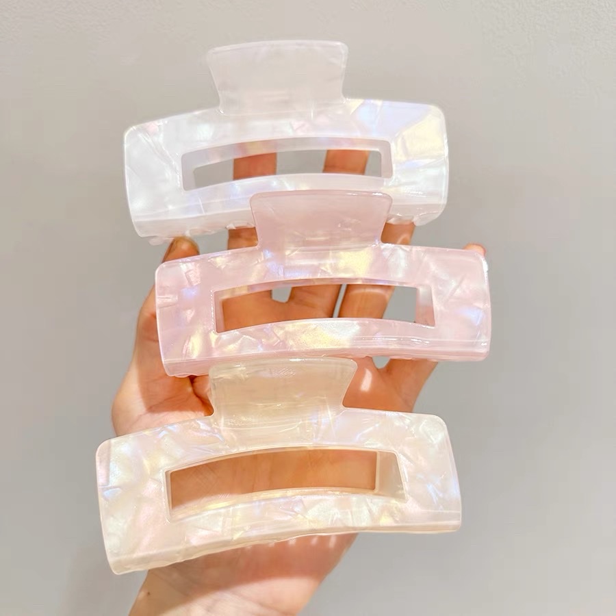 醋酸抓夹后脑勺发夹法式复古人鱼姬色白色发抓头饰发卡鲨鱼夹大号头饰发饰发夹创意饰品