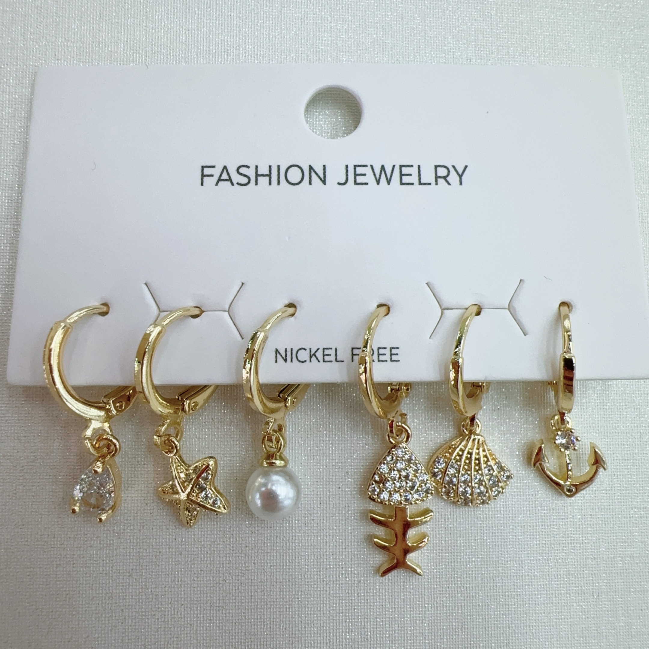 欧美流行ins风 海洋度假风 耳环耳扣6件套