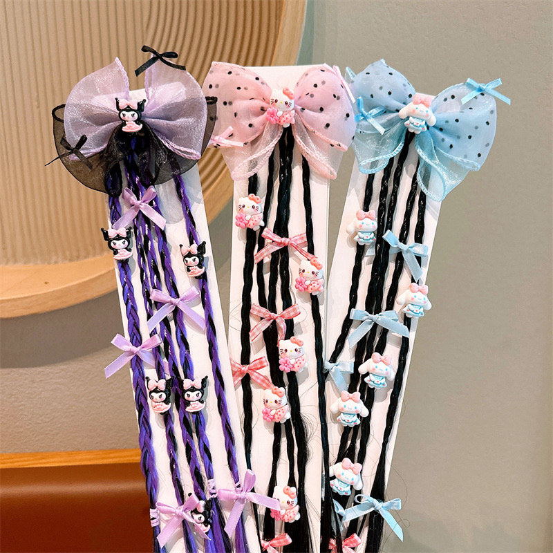 Children's hair bands, Kulomi wigs, braids, sweet and cool girls, boxing braids, high ponytail hair ties, girls' hair ties, headwear Specification image