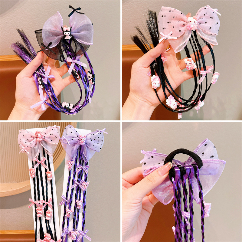 Children's hair bands, Kulomi wigs, braids, sweet and cool girls, boxing braids, high ponytail hair ties, girls' hair ties, headwear details Picture