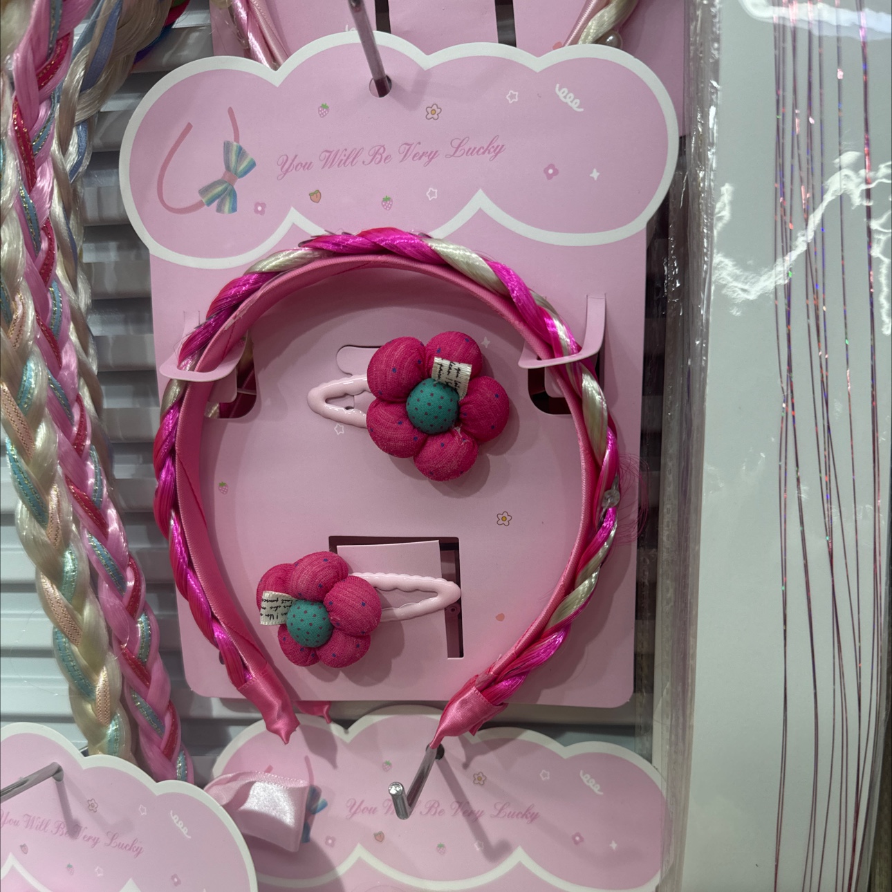 Niños pelo falso hoop set niños peluca trenzas pinza hebilla set cute Specification image