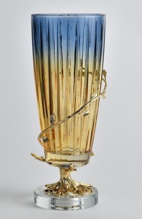 European-style light luxury cultivation lucky bamboo crystal glass creative countertop, large bottle mouth hydroponic dining table, vase decorative item, living room dining table, home decoration item detail image 3