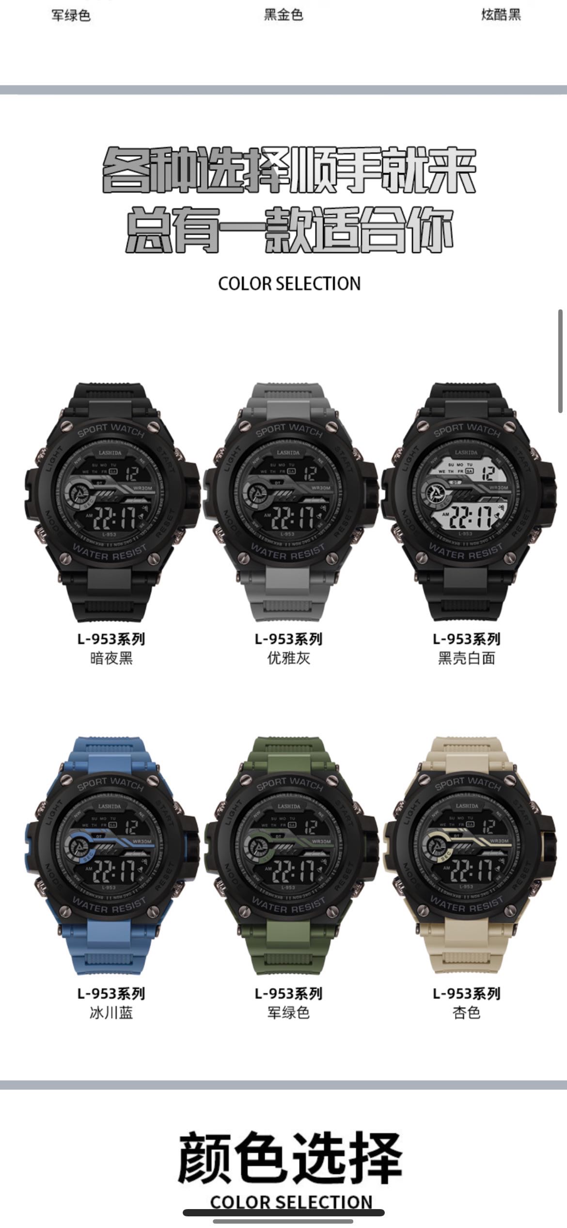 Sporty waterproof, trendy and fashionable electronic watch with alarm stopwatch for women 2024, fashionable for children details Picture