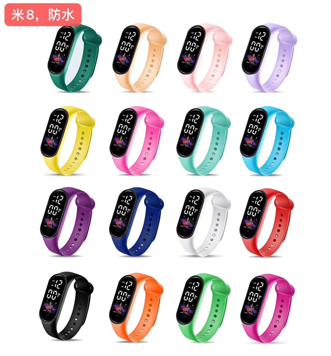 新款生活led手环儿童电子手表初高中学生触摸屏led女孩韩版运动表看时间游泳数码详情图9