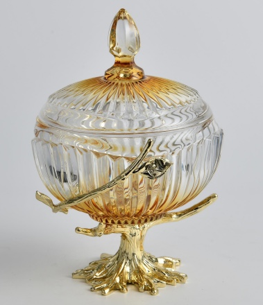 Crystal glass fruit plate decoration, European-style fruit plate decoration, living room coffee table, dining table, snack plate, new home moving gift, entrance hall dining table decoration, home decoration, handicrafts Specification image