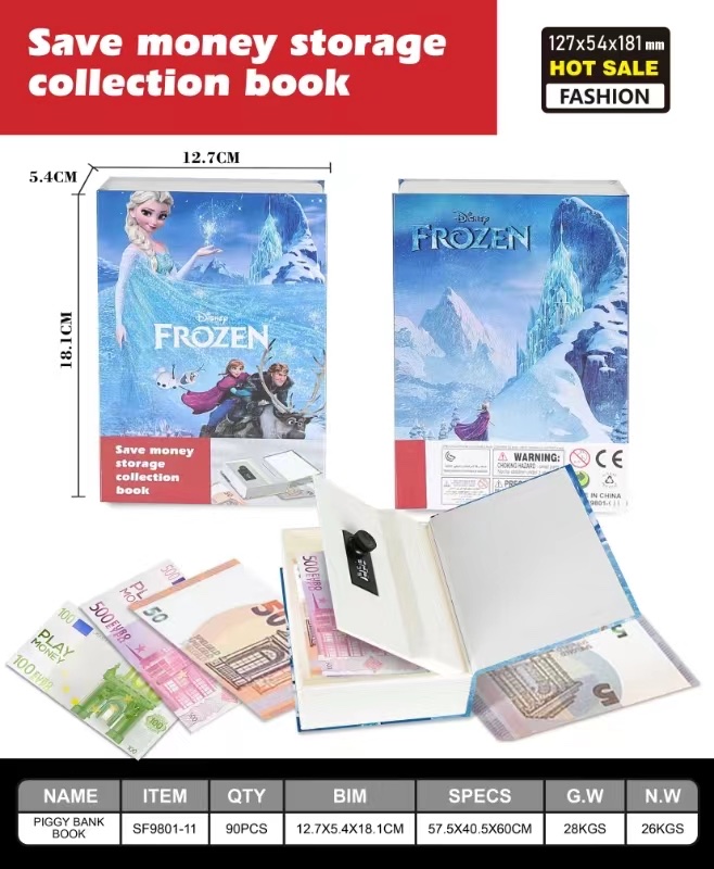 Book safe, password box, cabinet with lock, small lock, small money box, piggy bank, children's household storage and organization Specification drawing