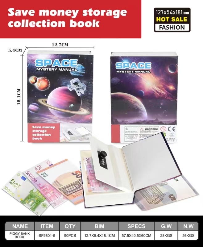 Book safe, password box, cabinet with lock, small lock, small money box, piggy bank, children's household storage and organization undefined
