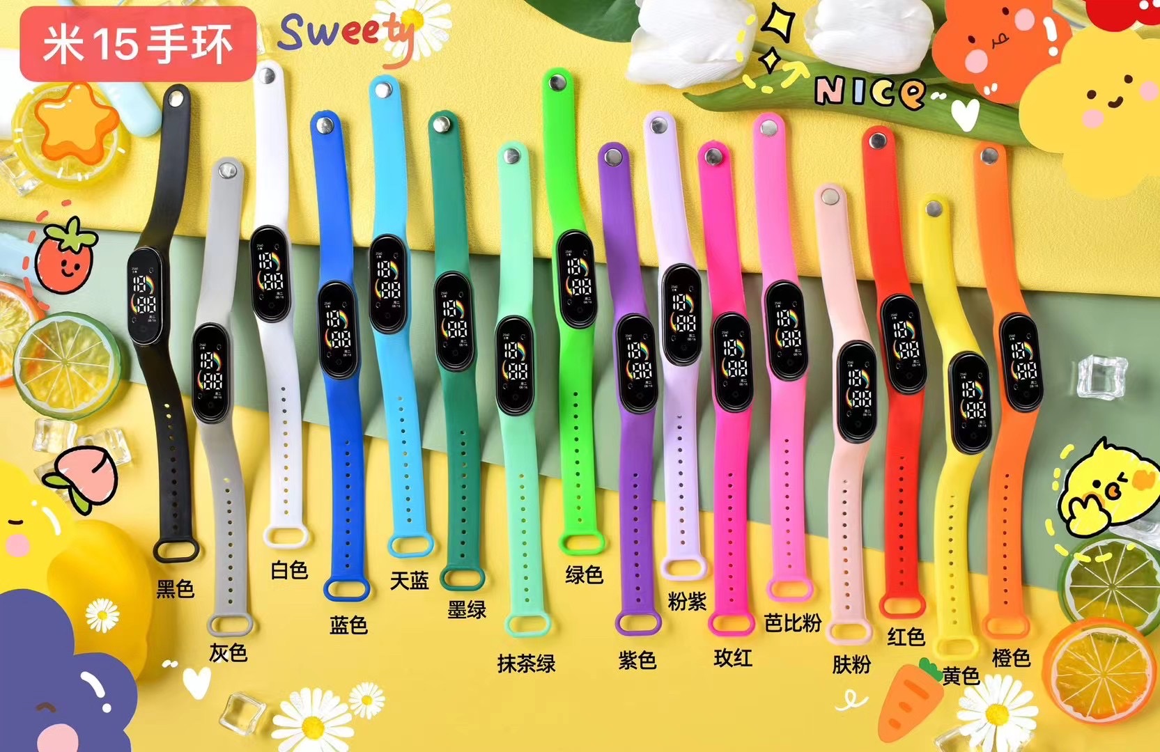 新款生活led手环儿童电子手表初高中学生触摸屏led女孩韩版运动表看时间游泳数码详情图2