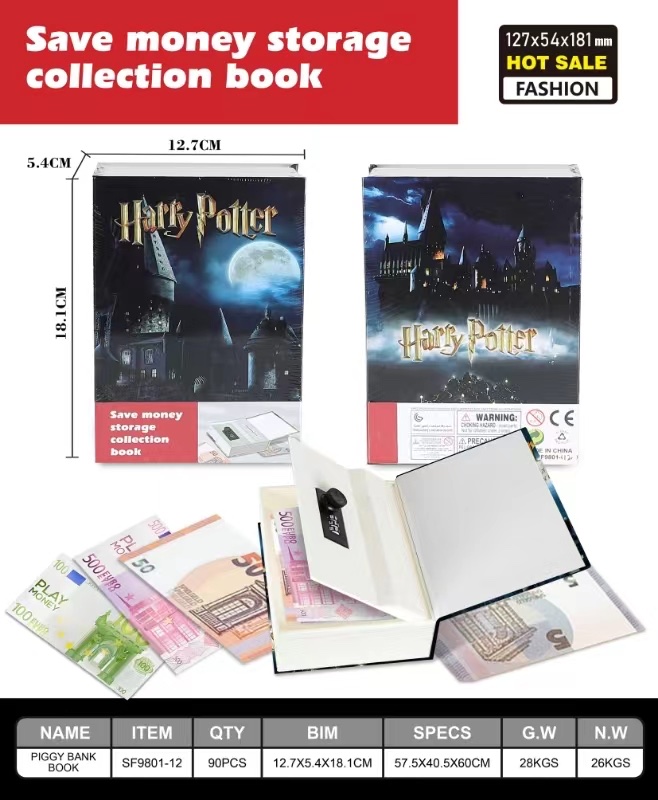 Book safe, password box, cabinet with lock, small lock, small money box, piggy bank, children's household storage and organization Specification drawing