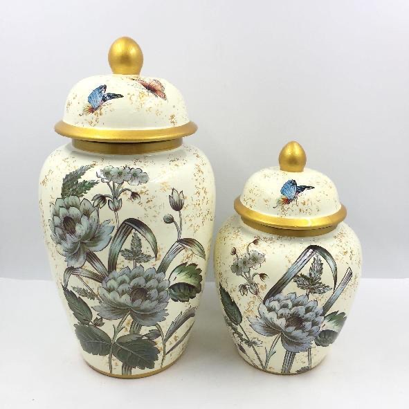 New Chinese ceramic-style general jar, gilded light luxury style decorative ceramic vase, decorative item, home ceramic item, retro and simple decorative ceramic, home decorative item, ceramic Specification image