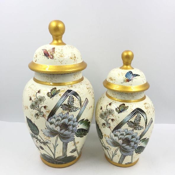 New Chinese ceramic-style general jar, gilded light luxury style decorative ceramic vase, decorative item, home ceramic item, retro and simple decorative ceramic, home decorative item, ceramic detail image 2
