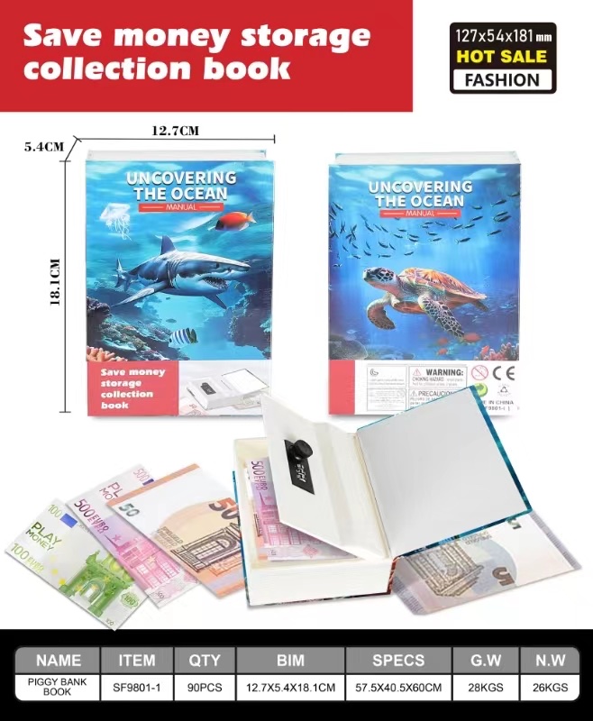 Book safe, password box, cabinet with lock, small lock, small money box, piggy bank, children's household storage and organization undefined