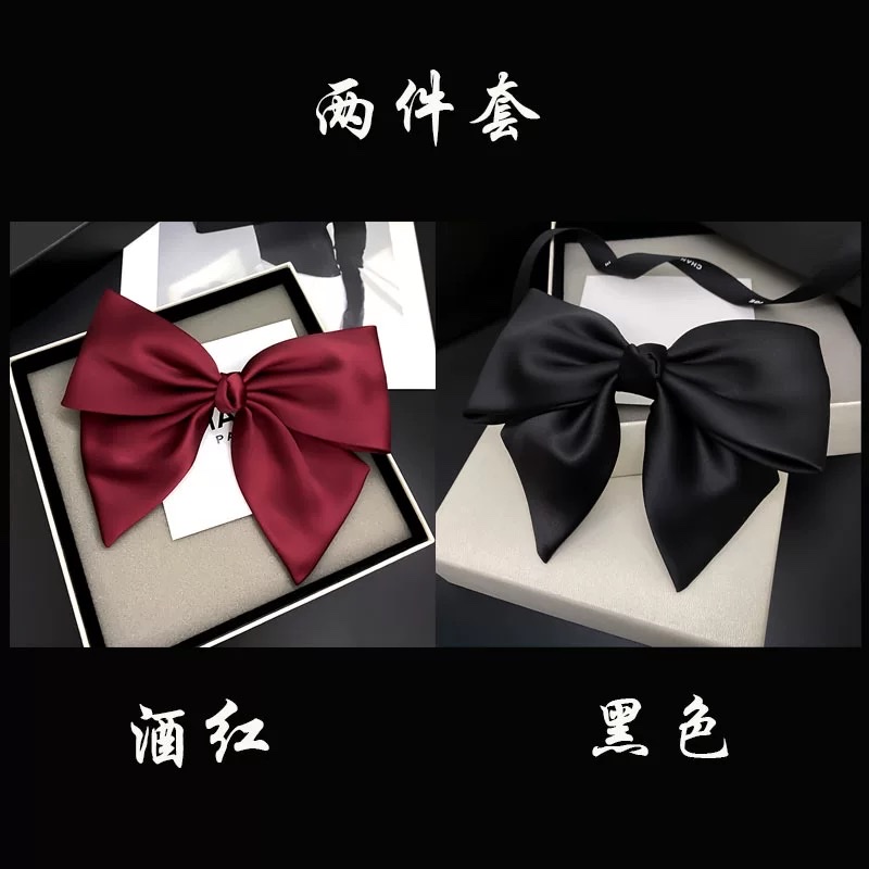 最新流行款韩版缎面蝴蝶结头饰大发夹子后脑勺高级感网红法式发夹白底实物图