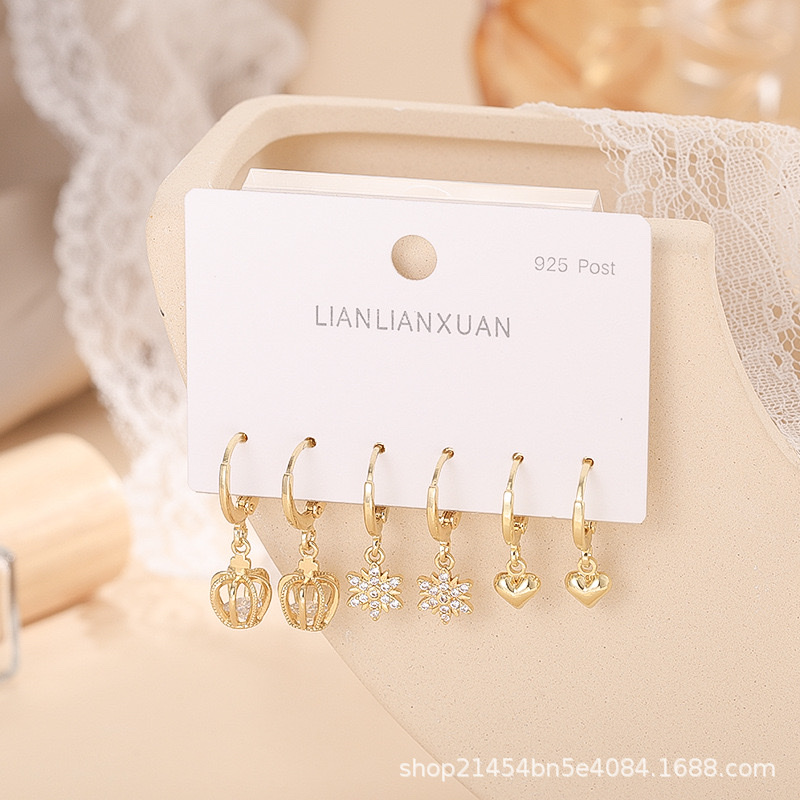 Nuevo estilo de moda pendientes de alta calidad sentido de la oreja hebillas set pendientes de circón anillos anillos de oreja simples mariposa orejeras colgantes pendientes al por mayor accesorios Specification image