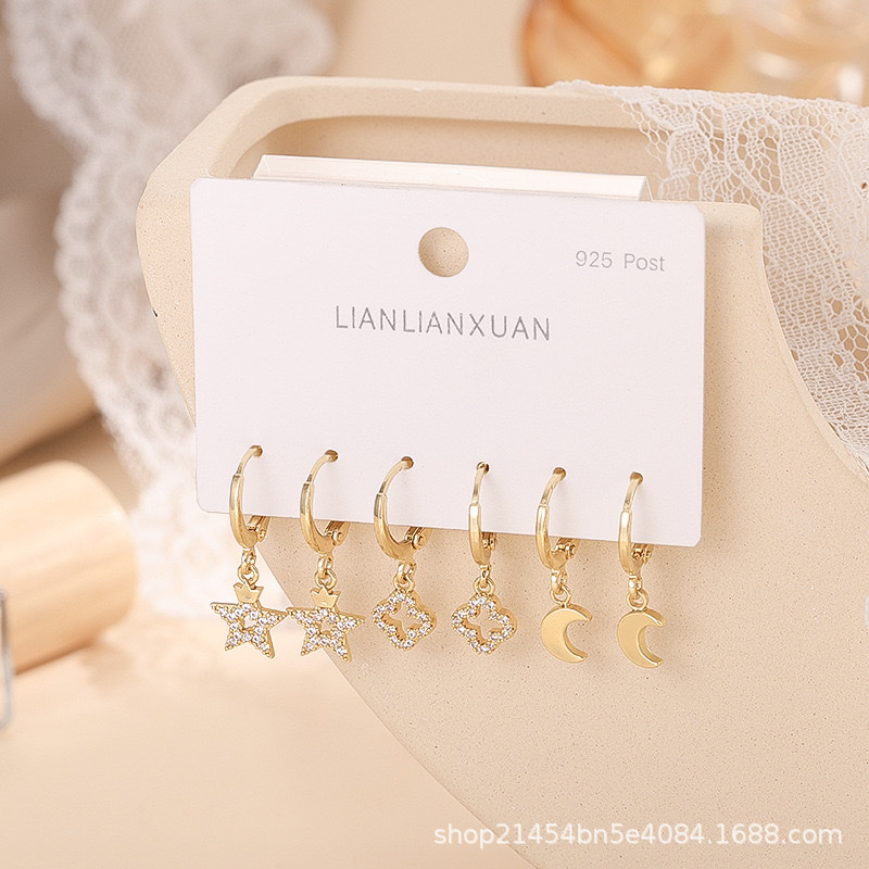 Nuevo estilo de moda pendientes de alta calidad sentido de la oreja hebillas set pendientes de circón anillos anillos de oreja simples mariposa orejeras colgantes pendientes al por mayor accesorios details Picture