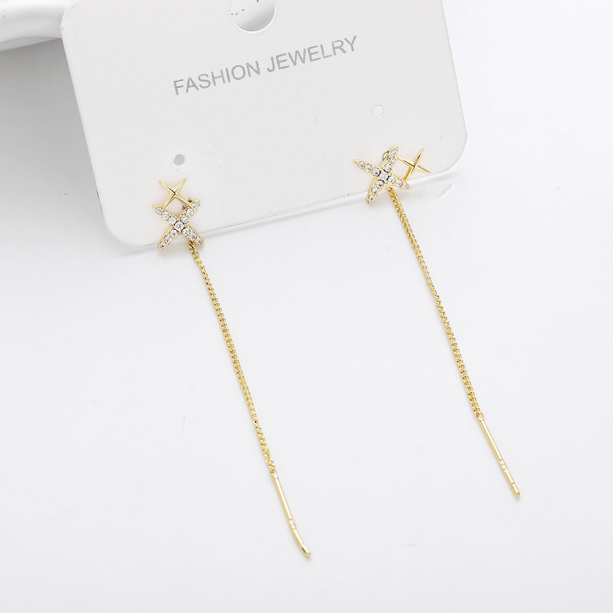 The octagonal tassel ear thread exudes a sense of high-end fashion. The ear studs are a light luxury accessory for women, versatile and trendy. It is a simple yet exquisite accessory details Picture