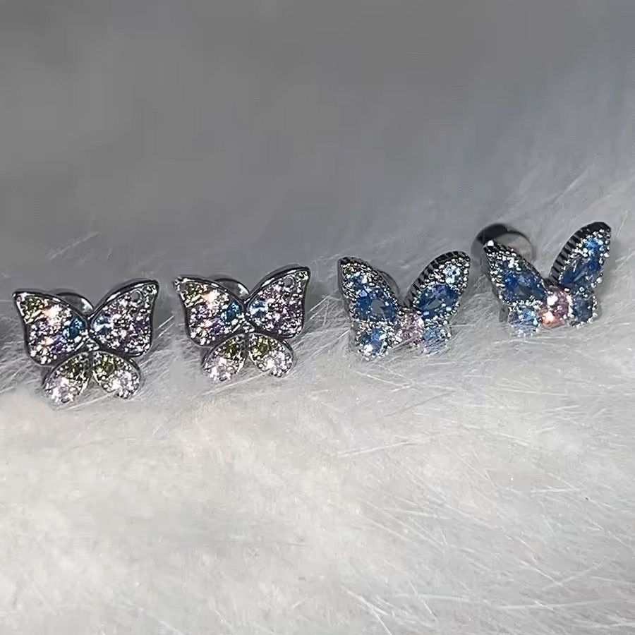 Super flash color mariposa pequeña earstuts premium sense dormir baño no picking titanio acero coclear oreja hueso spike accesorios details Picture