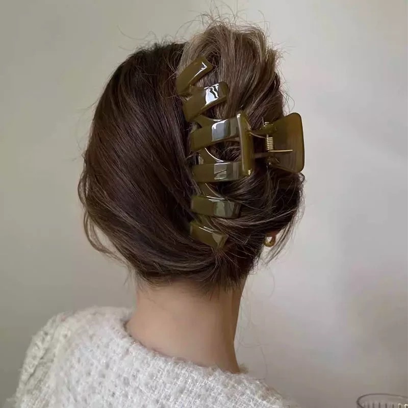 Extra-large 2024 Korean jelly, firm texture, versatile, abundant hair volume, grab, women's back head plate hair clip, shark clip detail image 3