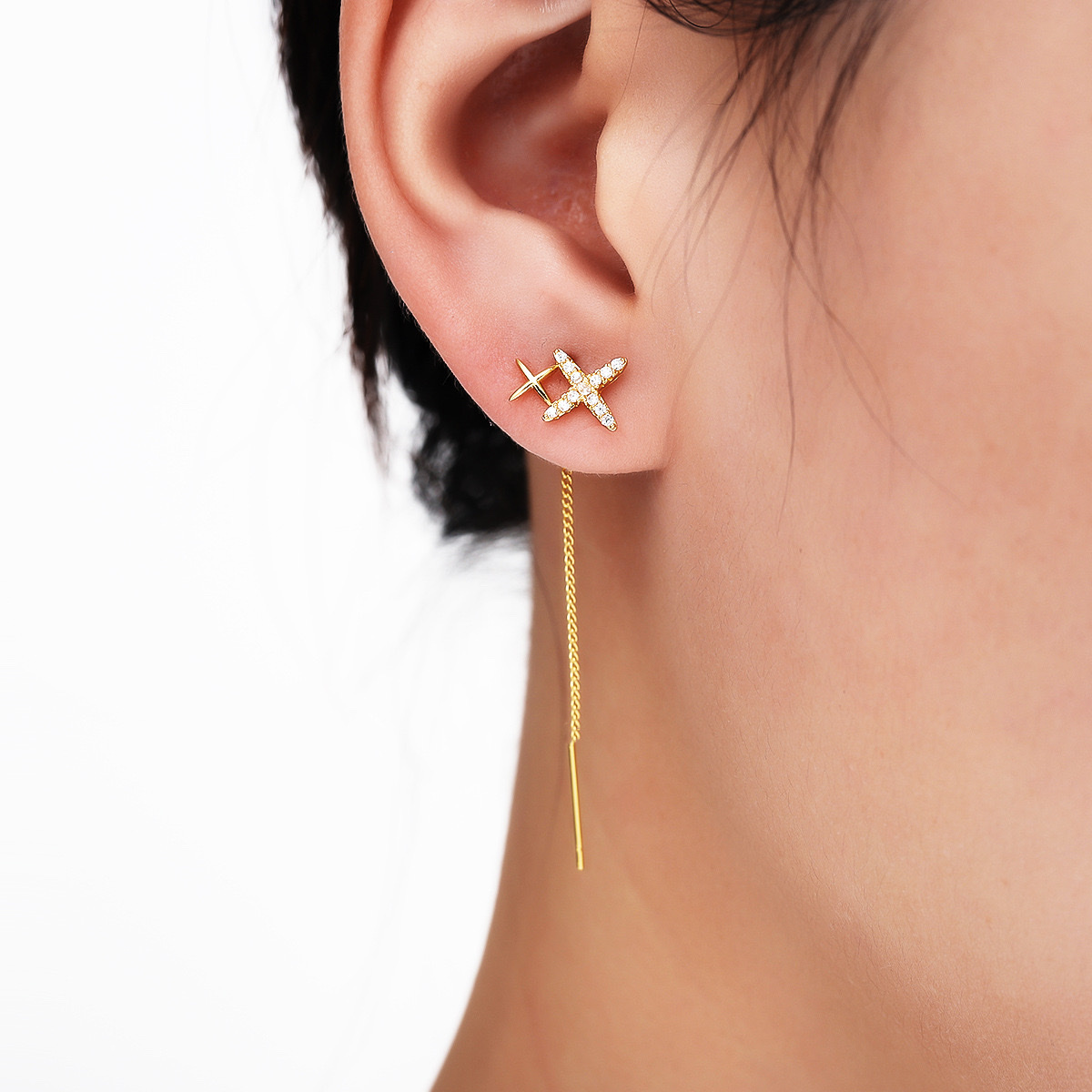 The octagonal tassel ear thread exudes a sense of high-end fashion. The ear studs are a light luxury accessory for women, versatile and trendy. It is a simple yet exquisite accessory Specification image