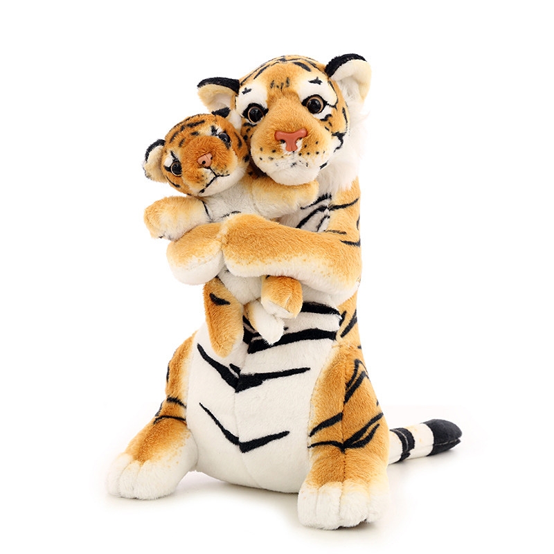 The new plush toy is a realistic sitting tiger cub