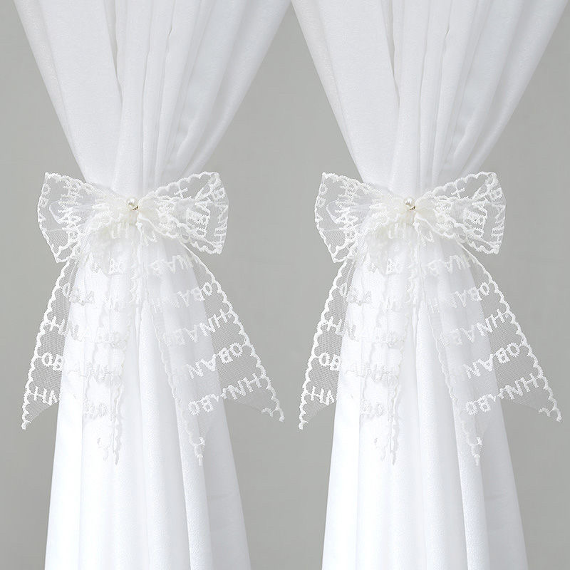 Curtain straps, lace butterfly ties, tie straps, light luxury French handmade gauze curtains, beautiful binding ropes, curtain buckles, binding curtains, bride's headwear, bride's accessories, hair ties, hair ties Specification image