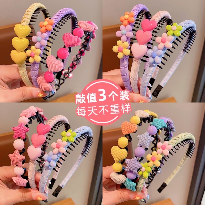 儿童刘海碎发神器女童夏季花朵爱心带齿发箍宝宝不勒头小女孩头饰