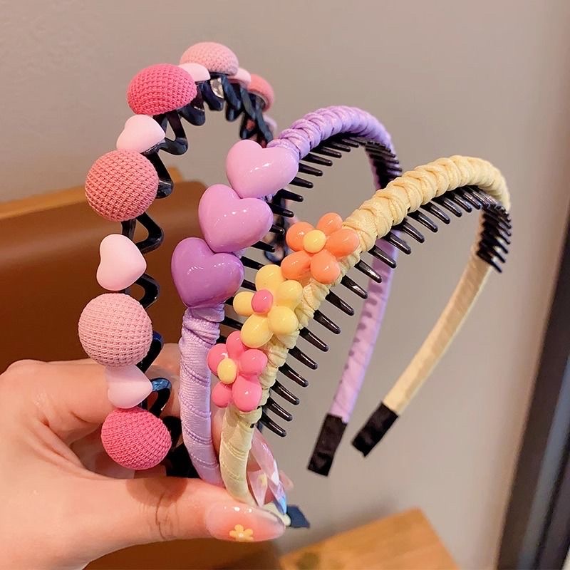 儿童刘海碎发神器女童夏季花朵爱心带齿发箍宝宝不勒头小女孩头饰细节图