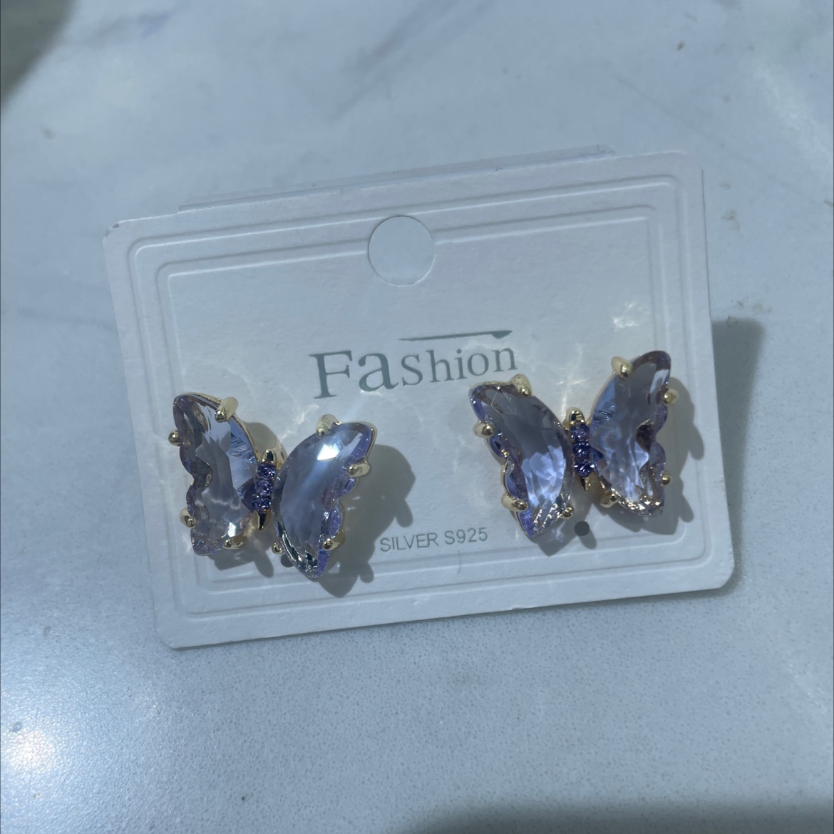 Korean-style earrings with bow design, exquisite glass earrings, high-quality stainless steel earrings, Korean-style trendy accessories, fashionable earrings, ladies' accessories, earrings and earrings details Picture