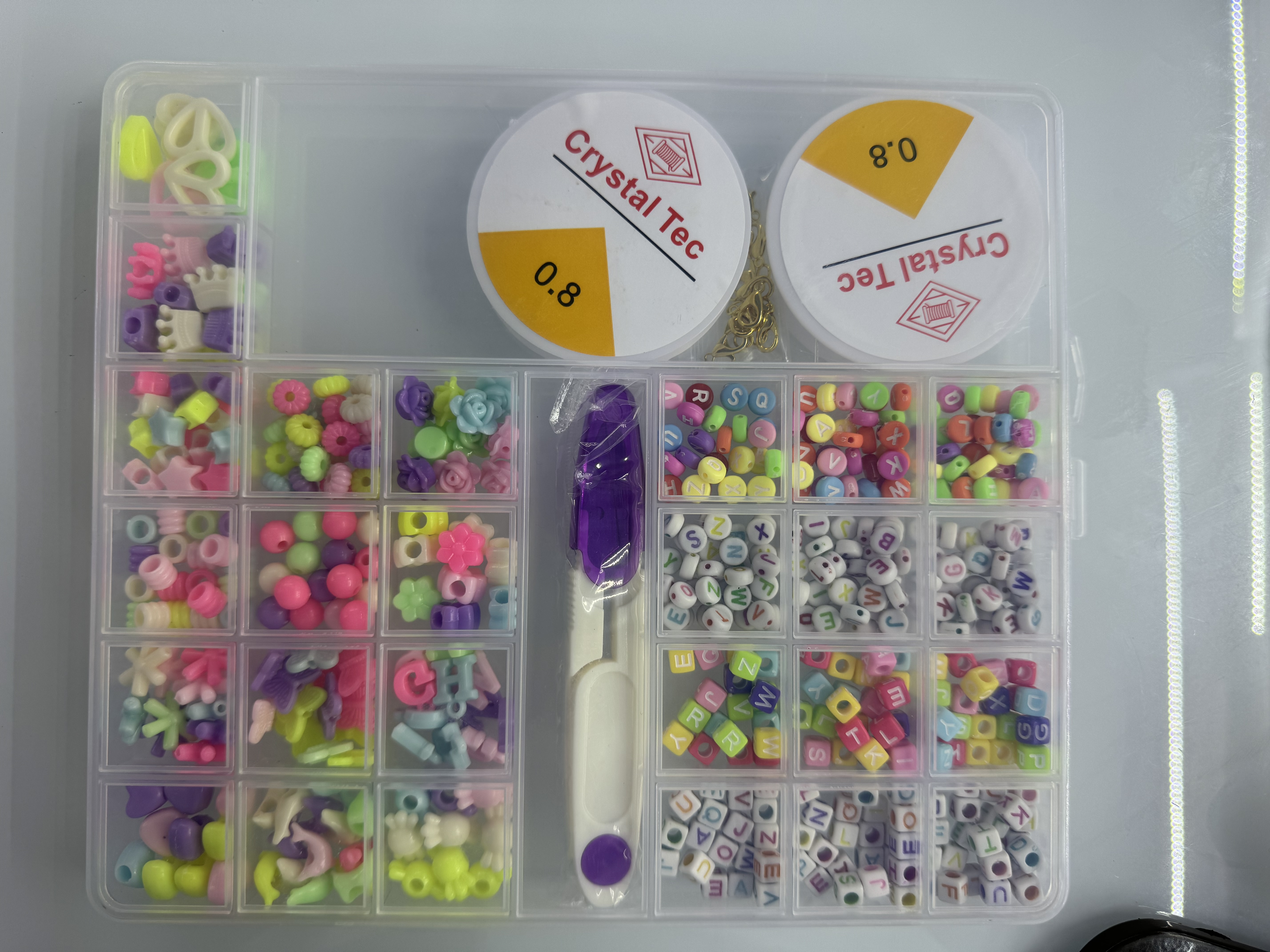 大28格串珠，配件安全剪刀，DIY串珠，儿童益智类串珠，可爱造型